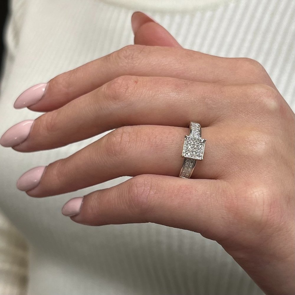 Rachel Koen 0.25Cttw Diamond Cocktail Ring 14K White Gold Size 7.25